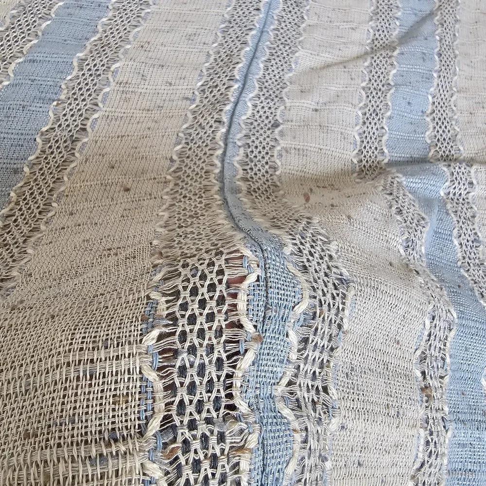 Vintage 1970s Scandinavian Style Natural Woven Fibers Fabric Drape Curtains Pair